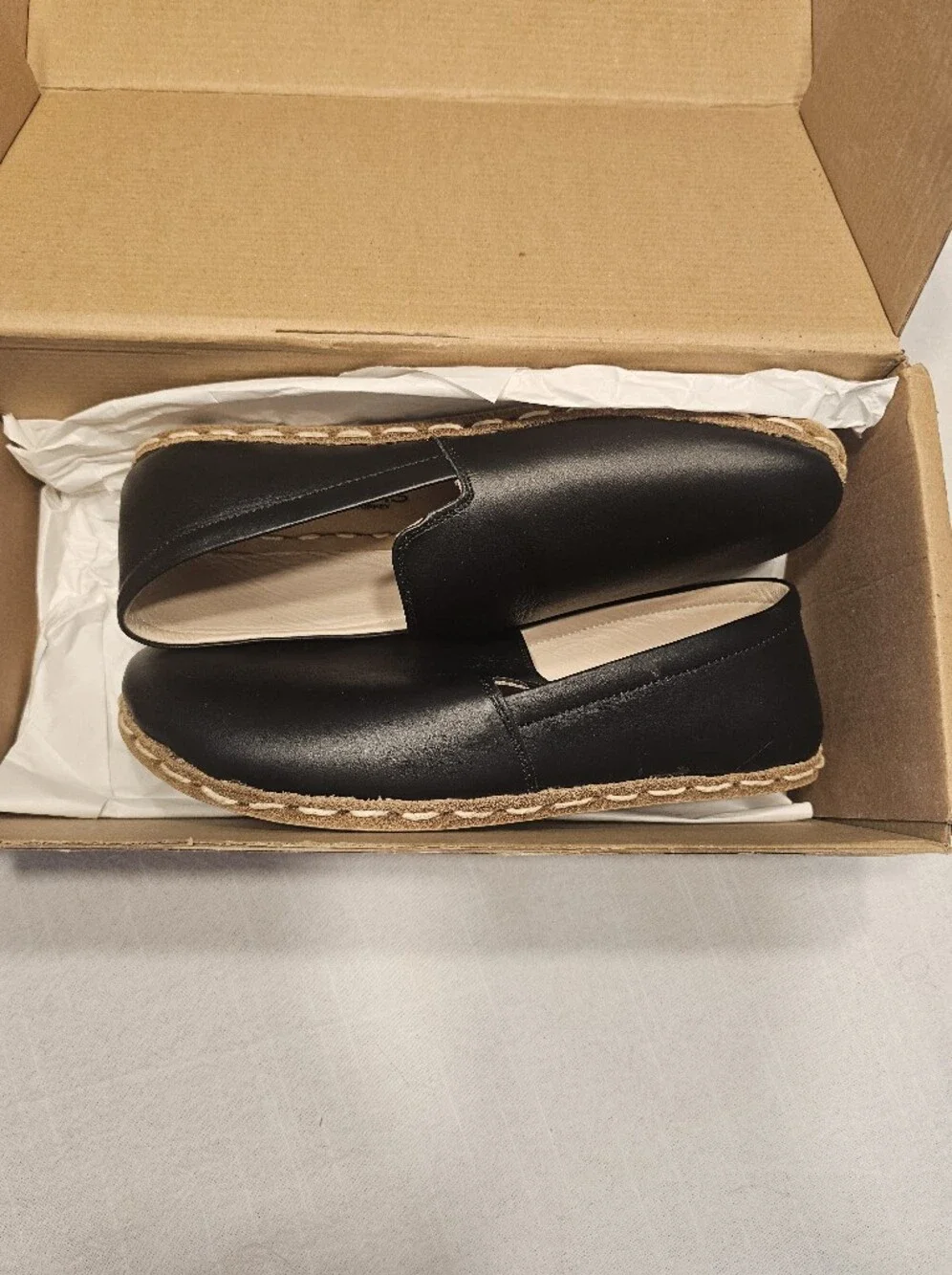 Atlantis Minimalist Leather Loafers Women's 8.5 Black Tan Copper Barepfoot